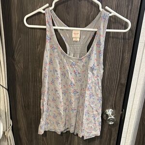 Mossimo Supply Co. Light Gray Floral Tank Top